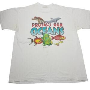 Vintage F.H. Davis Protect Our Ocean Single Stitch Men’s T-Shirt Size XL 90's